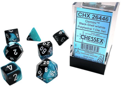 Chessex Dice: 7 Set Polyhedral Gemini Black Shell White CHX26446